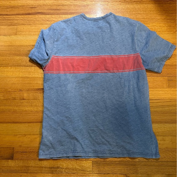 FAHERTY SURF STRIPE POCKET TEE - MEDIUM WASH INDIGO & RED Size L (a2 - Picture 10 of 13